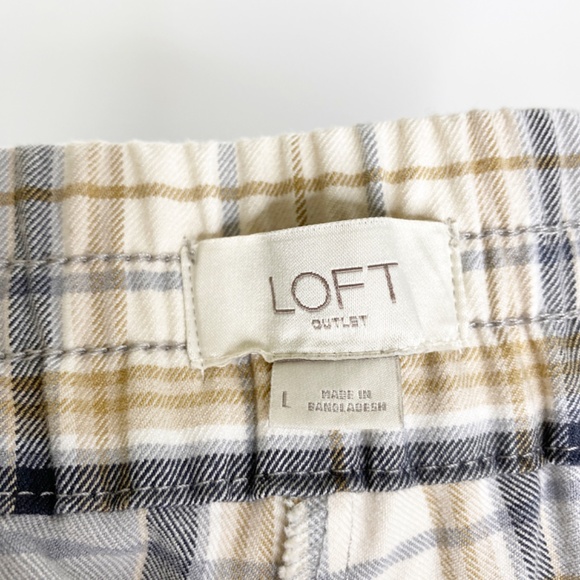 Loft Plaid Jogger Pants Sz. L Elastic Waist Pockets - Picture 8 of 10